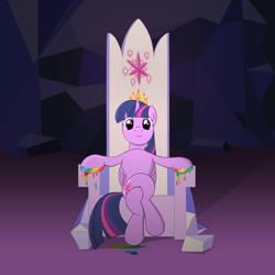 Size: 3000x3000 | Tagged: safe, artist:sirvalter, imported from derpibooru, twilight sparkle, alicorn, pony, female, friendship throne, mare, rainbow, solo, throne, twilight sparkle (alicorn)