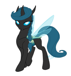 Size: 1929x2048 | Tagged: safe, artist:drake, imported from derpibooru, oc, oc only, changeling, braid, changeling oc, female, horn, looking at you, mane, simple background, transparent background, wings