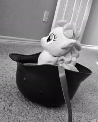 Size: 1640x2048 | Tagged: safe, artist:adammasterart, deleted from derpibooru, imported from derpibooru, pinkie pie, black and white, grayscale, irl, photo, plushie, stahlhelm
