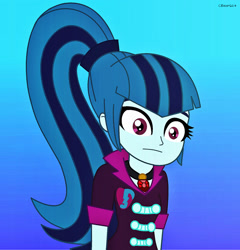 Size: 1664x1736 | Tagged: safe, artist:cbear624, imported from derpibooru, sonata dusk, equestria girls, rainbow rocks, amulet, clothes, female, necklace, remake, signature, solo, starenata, thousand yard stare
