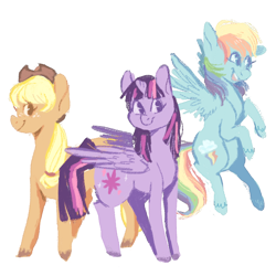 Size: 950x950 | Tagged: safe, artist:creamwave, imported from derpibooru, applejack, rainbow dash, twilight sparkle, alicorn, pony, doodle, female, mare, simple background, twilight sparkle (alicorn)