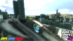 Size: 1280x720 | Tagged: safe, artist:jefejuandavid, imported from derpibooru, rainbow dash, equestria girls, 3d, f/a-18 hornet, gm bigcity, grand theft auto, jet, jet fighter, source filmmaker