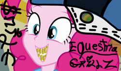 Size: 640x378 | Tagged: safe, edit, imported from derpibooru, screencap, pinkie pie, equestria girls, cropped, female, grills, solo
