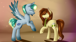 Size: 1280x720 | Tagged: safe, artist:baldmoose, imported from derpibooru, oc, oc only, oc:blue moon, oc:saskia, tongue out