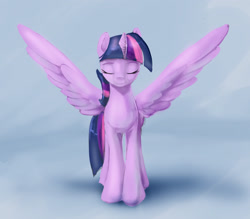 Size: 1424x1248 | Tagged: safe, artist:silfoe, imported from derpibooru, twilight sparkle, alicorn, pony, eyes closed, female, mare, solo, spread wings, twilight sparkle (alicorn)