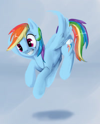Size: 944x1176 | Tagged: safe, artist:silfoe, imported from derpibooru, rainbow dash, female, flying, grin, solo