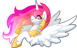 Size: 800x503 | Tagged: safe, artist:night-wolf122, imported from derpibooru, nightmare star, princess celestia, pony, female, mare, rearing, simple background, solo, spread wings, transparent background
