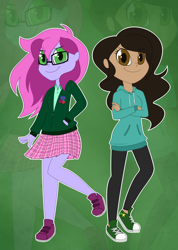 Size: 1280x1795 | Tagged: safe, artist:estrill, imported from derpibooru, oc, oc only, oc:cookiebutt, oc:wildberry, equestria girls, clothes, converse, duo, equestria girls-ified, humanized, shoes