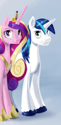 Size: 668x1356 | Tagged: safe, artist:silfoe, imported from derpibooru, part of a set, princess cadance, shining armor, looking at you, smiling