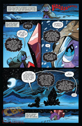 Size: 900x1384 | Tagged: safe, artist:andypriceart, idw, imported from derpibooru, radiant hope, pony, umbrum, unicorn, siege of the crystal empire, spoiler:comic, spoiler:comic35, cloak, clothes, dark crystal, female, mare, night, official comic, preview, snow
