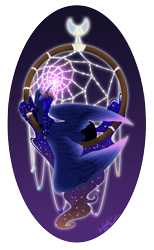 Size: 2400x3900 | Tagged: safe, artist:fuyusfox, imported from derpibooru, princess luna, dreamcatcher, eyes closed, female, glow, glowing, solo