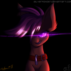 Size: 3500x3500 | Tagged: safe, artist:silverfox057, imported from derpibooru, scootaloo, collar, female, glowing eyes, solo