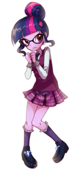 Size: 401x843 | Tagged: safe, artist:weiliy, imported from derpibooru, sci-twi, twilight sparkle, equestria girls, friendship games, clothes, crystal prep academy, crystal prep academy uniform, female, glasses, school uniform, solo