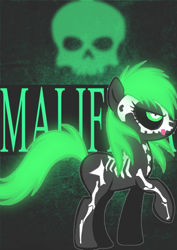 Size: 464x655 | Tagged: safe, artist:shadowmal1, imported from derpibooru, oc, oc only, oc:malificia, earth pony, pony, clothes, costume, skeleton, skeleton costume