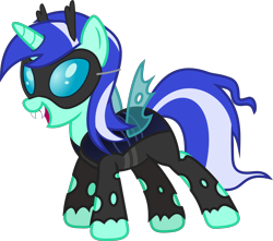 Size: 2915x2582 | Tagged: safe, artist:timelordomega, imported from derpibooru, lyra heartstrings, changeling, scare master, changeling costume, clothes, costume, fangs, female, mask, nightmare night, simple background, solo, transparent background, vector