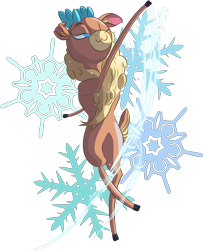 Size: 2881x3553 | Tagged: safe, artist:itresad, imported from derpibooru, velvet reindeer, deer, reindeer, them's fightin' herds, community related, female, one eye closed, simple background, snow, snowflake, solo, transparent background, uppercut, velvet (tfh)