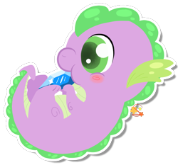 Size: 718x668 | Tagged: safe, artist:mochi--pon, imported from derpibooru, spike, dragon, baby, baby dragon, baby spike, blushing, cute, gem, green eyes, hnnng, male, newborn, nibbling, nom, signature, solo, spikabetes, weapons-grade cute, younger