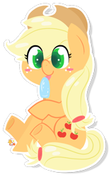 Size: 564x896 | Tagged: safe, artist:mochi--pon, imported from derpibooru, applejack, pony, cute, female, food, ice cream, jackabetes, popsicle, sea salt ice cream, sitting, solo, tongue out