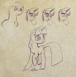 Size: 2137x2145 | Tagged: safe, artist:post-it, imported from derpibooru, twilight sparkle, female, monochrome, sketch, solo