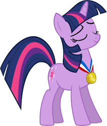 Size: 1143x1344 | Tagged: safe, artist:blackgryph0n, artist:trildar, imported from derpibooru, twilight sparkle, pony, unicorn, fall weather friends, .svg available, absurd resolution, female, mare, medal, simple background, solo, svg, transparent background, unicorn twilight, vector