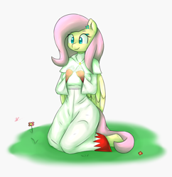 Size: 4958x5120 | Tagged: safe, artist:wolfy-pony, imported from derpibooru, fluttershy, anthro, unguligrade anthro, absurd resolution, clothes, female, kneeling, mage, magic, simple background, solo, white background, white mage