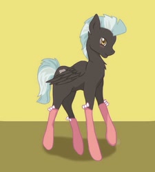 Size: 864x960 | Tagged: safe, artist:serenity, imported from derpibooru, thunderlane, pegasus, pony, blushing, clothes, looking at you, male, simple background, socks, solo, stallion