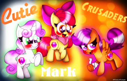 Size: 3488x2240 | Tagged: safe, artist:pinklapinkster, imported from derpibooru, apple bloom, scootaloo, sweetie belle, crusaders of the lost mark, cutie mark, cutie mark crusaders, the cmc's cutie marks