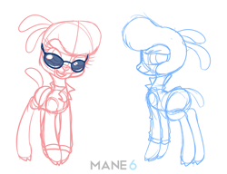 Size: 832x640 | Tagged: safe, artist:mane6, artist:nappyrat, imported from derpibooru, pom lamb, lamb, sheep, them's fightin' herds, community related, pom (tfh), sketch, sunglasses