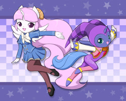 Size: 1500x1200 | Tagged: safe, artist:jdan-s, imported from derpibooru, princess celestia, princess luna, anthro, ambiguous facial structure, capcom fighting evolution, cewestia, clothes, cosplay, costume, cute, cutelestia, filly, ingrid, lunabetes, nights, nights into dreams, pink-mane celestia, woona