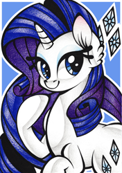 Size: 1024x1457 | Tagged: safe, artist:j-lin-mlp, imported from derpibooru, part of a set, rarity, female, mare, smiling, solo, traditional art