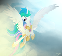 Size: 2800x2500 | Tagged: safe, artist:pedrohander, imported from derpibooru, princess celestia, female, flying, solo