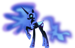 Size: 6206x3993 | Tagged: safe, artist:lunarkisa, imported from derpibooru, nightmare moon, alicorn, pony, absurd resolution, female, rainbow power, rainbow power-ified, raised hoof, sad, simple background, solo, transparent background