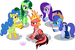 Size: 8519x5725 | Tagged: safe, artist:meganlovesangrybirds, imported from derpibooru, applejack, fluttershy, pinkie pie, rainbow dash, rarity, absurd resolution, anger (inside out), campfire, crossover, disgust (inside out), fear (inside out), fire, fire hair, food, inside out, joy (inside out), mane of fire, marshmallow, marshmallows, mundane utility, pixar, rarity using marshmallows, sad, sadness (inside out), unhapplejack, walking campfire