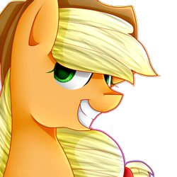 Size: 2500x2500 | Tagged: safe, artist:applejacks2, imported from derpibooru, applejack, female, grin, portrait, simple background, solo, transparent background