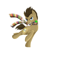 Size: 3305x3265 | Tagged: safe, artist:tsand106, imported from derpibooru, doctor whooves, time turner, pony, clothes, doctor who, male, scarf, simple background, solo, sonic screwdriver, stallion, transparent background