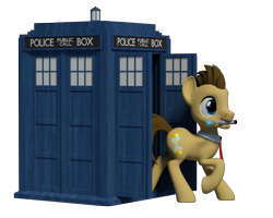 Size: 1280x1024 | Tagged: safe, artist:clawed-nyasu, imported from derpibooru, doctor whooves, time turner, pony, 3d, doctor who, male, simple background, solo, sonic screwdriver, stallion, tardis, the doctor, transparent background