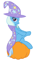 Size: 4600x7600 | Tagged: safe, artist:sofunnyguy, imported from derpibooru, trixie, pony, unicorn, absurd resolution, female, halloween, mare, pumpkin, simple background, sitting, solo, transparent background, vector