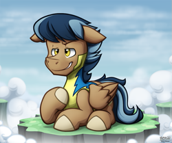 Size: 645x540 | Tagged: safe, artist:bcpony, imported from derpibooru, oc, oc only, oc:lightning rider, pegasus, pony, discorded, male, smirk, solo, wonderbolt trainee uniform