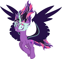 Size: 8887x8411 | Tagged: safe, artist:osipush, imported from derpibooru, sci-twi, twilight sparkle, pony, equestria girls, friendship games, absurd resolution, equestria girls ponified, female, flying, glowing eyes, horn, inkscape, looking at you, midnight sparkle, ponified, simple background, smiling, solo, transparent background, vector, wings