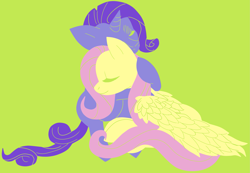 Size: 3225x2237 | Tagged: safe, artist:zeldacourage, imported from derpibooru, fluttershy, rarity, female, flarity, hug, lesbian, limited palette, shipping