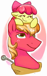 Size: 903x1454 | Tagged: safe, artist:php14, deleted from derpibooru, imported from derpibooru, apple bloom, big macintosh, earth pony, pony, brother and sister, male, pony hat, stallion