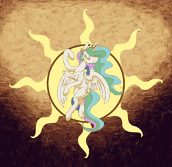 Size: 984x952 | Tagged: safe, artist:alumx, imported from derpibooru, princess celestia, alicorn, pony, eyes closed, female, mare, smiling, solo, sun