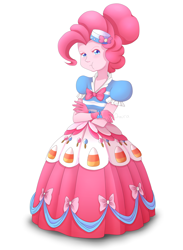 Size: 3000x4100 | Tagged: safe, artist:oraura, imported from derpibooru, pinkie pie, equestria girls, :t, beautiful, clothes, crossed arms, dignified wear, dress, female, gala, gala dress, solo, unamused