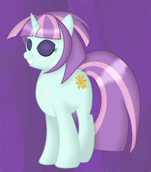 Size: 1024x1170 | Tagged: safe, artist:doublevshivvers, imported from derpibooru, sunny flare, pony, unicorn, equestria girls, friendship games, equestria girls ponified, eyes closed, eyeshadow, female, makeup, ponified, solo