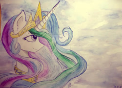 Size: 2309x1662 | Tagged: safe, artist:tonydashie22, imported from derpibooru, princess celestia, alicorn, pony, female, mare, portrait, solo, traditional art