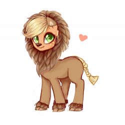 Size: 4512x4512 | Tagged: safe, artist:liliumena, imported from derpibooru, applejack, big cat, lion, scare master, absurd resolution, applelion, clothes, cute, female, heart, orange, solo