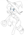 Size: 747x912 | Tagged: safe, artist:hidden-cat, imported from derpibooru, rarity, anthro, clothes, female, halloween, hat, monochrome, socks, solo, wip