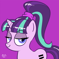 Size: 800x800 | Tagged: safe, artist:catfood-mcfly, imported from derpibooru, starlight glimmer, pony, alternate hairstyle, equal cutie mark, female, lidded eyes, looking at you, ponytail, s5 starlight, smiling, smirk, smug, smuglight glimmer, solo