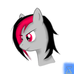 Size: 2000x2000 | Tagged: dead source, safe, artist:afterman, imported from derpibooru, oc, oc only, oc:miss eri, angry, black and red mane, bust, frown, head, looking away, solo, two toned mane