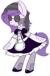 Size: 284x430 | Tagged: safe, artist:lockheart, imported from derpibooru, oc, oc only, oc:sicklestitch, hagwarders, original species, clothes, costume, flockmod, maid, simple background, solo, standing, white background